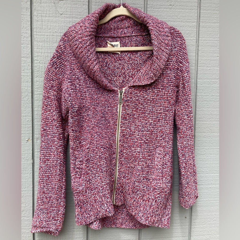 Aritzia TNA Marled Wool Shawl Collar Zip Cardigan
